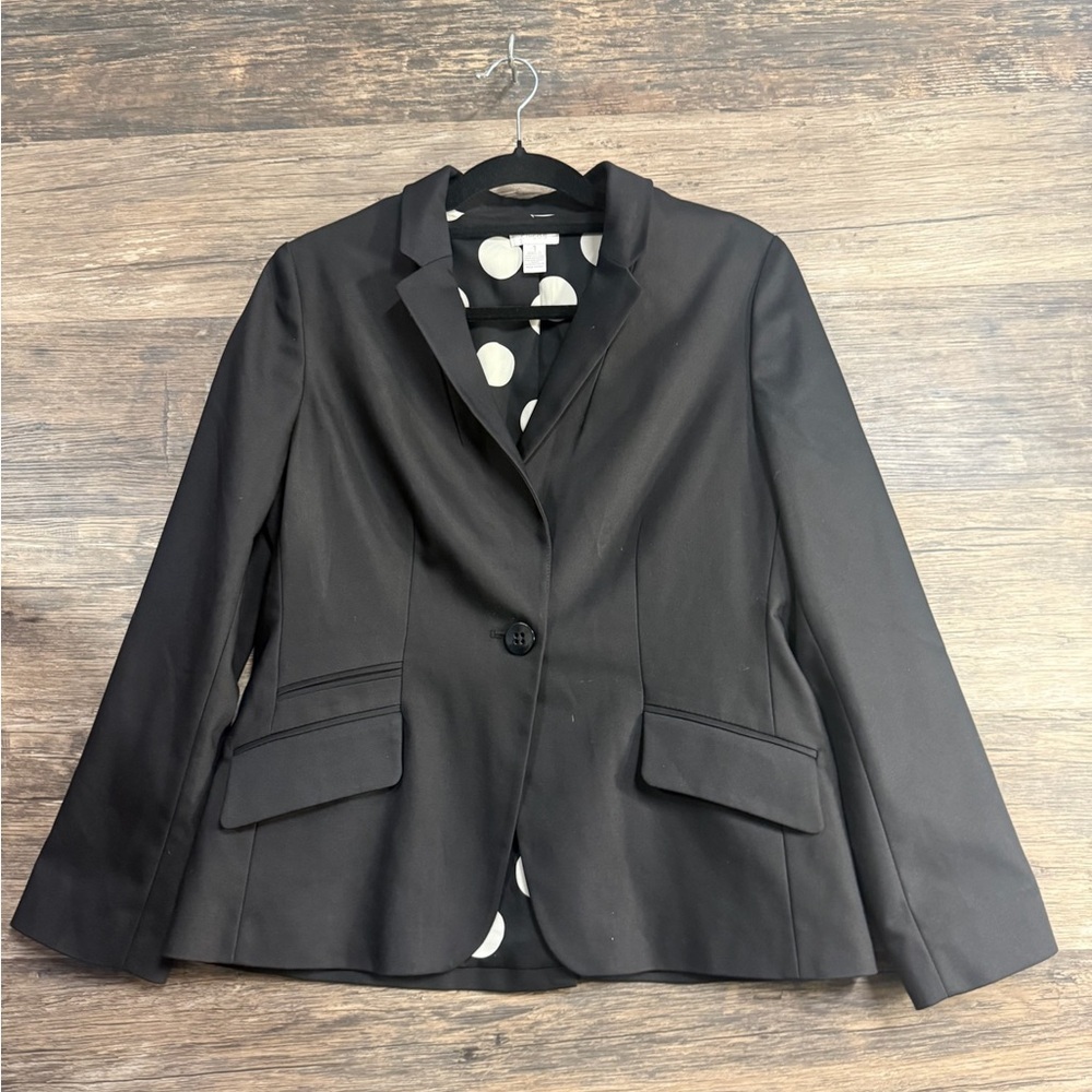 Chico's Elegant Black Blazer with Polka Dot Lining
